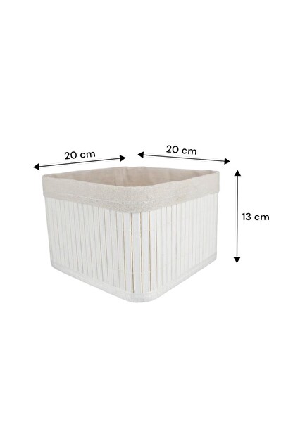 DigitHome Bambu Çok Amaçlı Saklama Kutusu Düzenleyici Orta Boy Organizer Beyaz 20 CM - CL-6010-4 C1-1-121