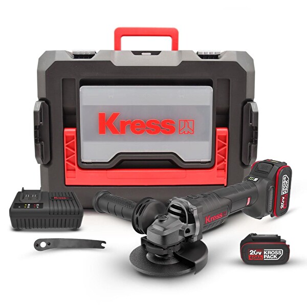 Kress KUH10.2 20 Volt 4.0Ah. Li-Ion Çift Akülü 125 MM Kömürsüz Profesyonel Şarjlı Devir Ayarlı Avuç Taşlama