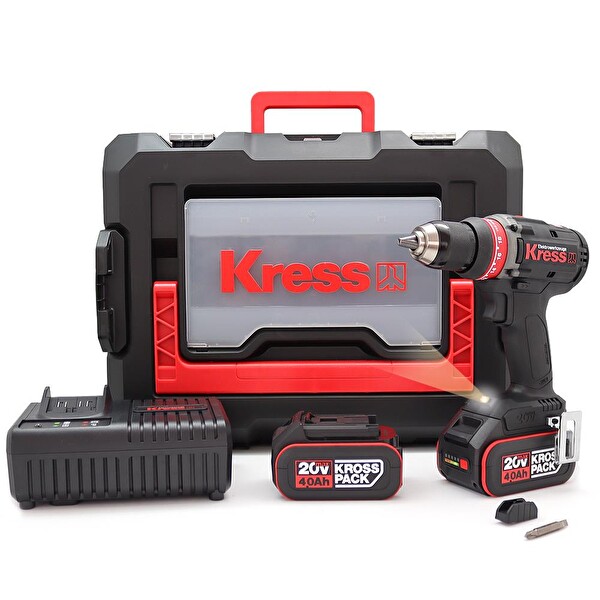 Kress KUA72.1 20 Volt 4.0 Ah Li-ion Çift Akülü Kömürsüz Profesyonel Şarjlı Matkap