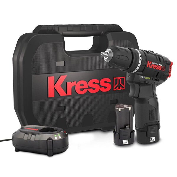 Kress KUC12 12 Volt 2.0Ah Li-ion Çift Akülü Kömürsüz Profesyonel Şarjlı Darbeli Matkap