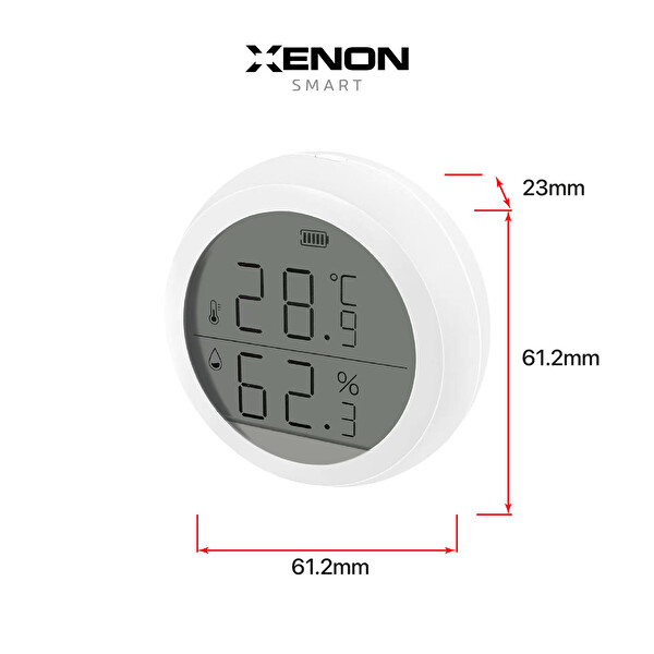 Xenon Smart Akıllı Dijital Termometre Uygulama Denetimli Zigbee İç Mekan Isı Ölçer ve Nem Ölçer (Higrometre) X7608
