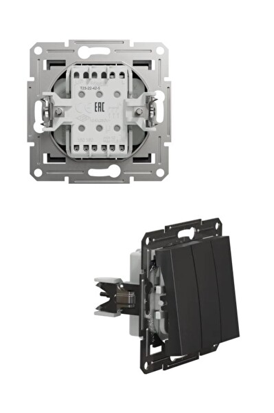 Schneider Asfora Antrasit 3'lü Anahtar - Çerçeve Dahildir