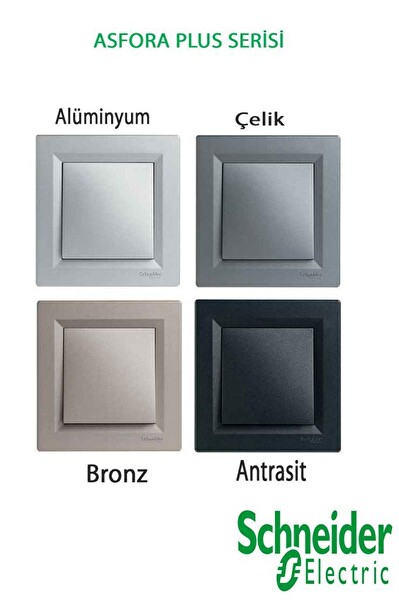 Schneider Asfora Antrasit 3'lü Anahtar - Çerçeve Dahildir