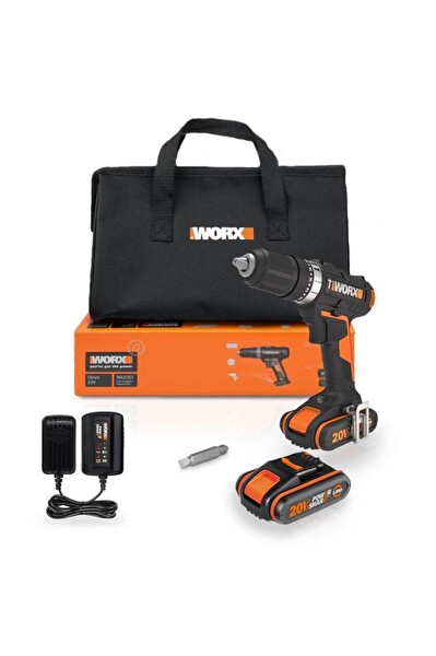 Worx WX370.1 20 Volt/2.0Ah. Li-ion Çift Akülü Profesyonel Şarjlı Darbeli Matkap