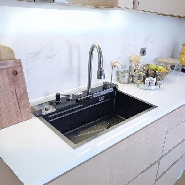 GL General GLPR 8550GUN Maxi Antrasit Akıllı Şelale Eviye 85x50