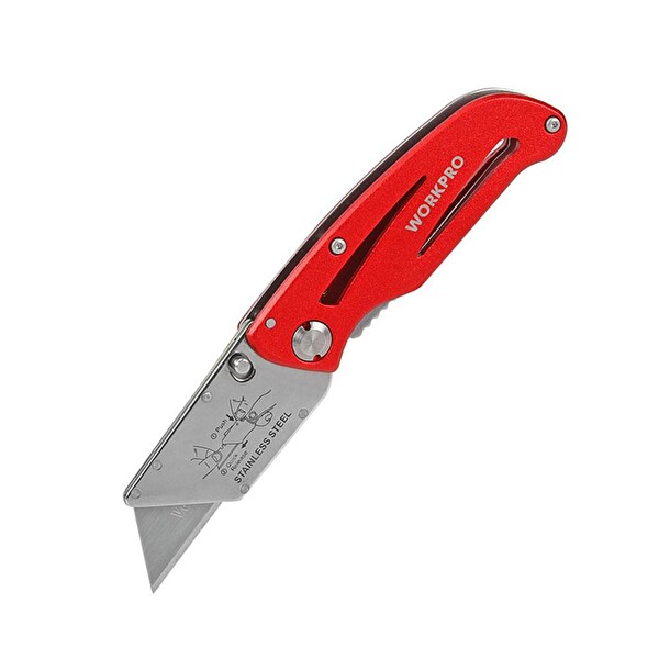 Workpro WP211003 Paslanmaz Çelik/Alüminyum Gövde Katlanır Rötuş Maket Bıçağı