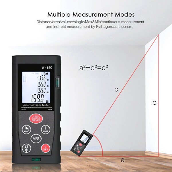 Wellhise W-150 150 Metre Lazer Metre Mesafe Ölçer