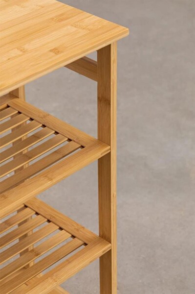 DigitHome Bambu 3 Raflı 1 Bölmeli Kirli Sepetli Banyo Düzenleyici Çamaşır Sepeti Organizer DB-0008