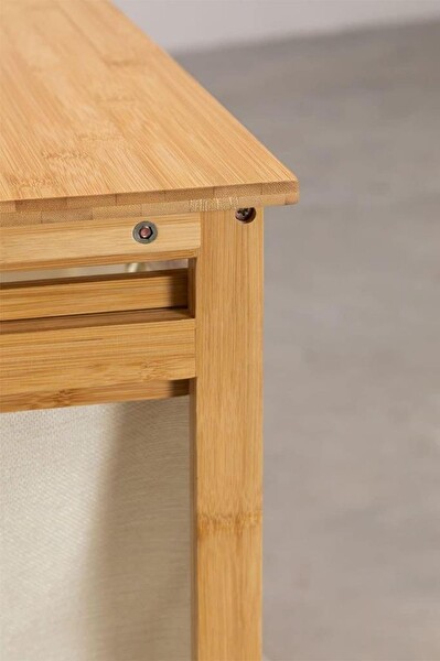 DigitHome Bambu 3 Raflı 1 Bölmeli Kirli Sepetli Banyo Düzenleyici Çamaşır Sepeti Organizer DB-0008