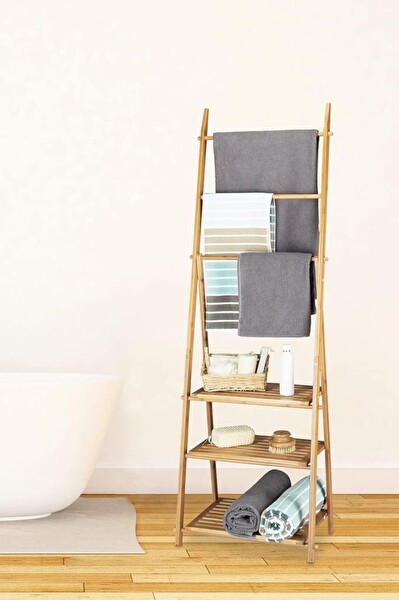 DigitHome Bambu 3 Raflı Havlu Askısı Banyo Düzenleyici Havluluk Organizer DB-0006