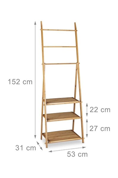DigitHome Bambu 3 Raflı Havlu Askısı Banyo Düzenleyici Havluluk Organizer DB-0006