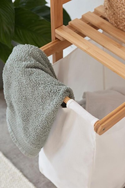 DigitHome Bambu 2 Bölmeli Kirli Sepetli Çamaşır Sepeti Raflı Banyo Düzenleyici DB-0007