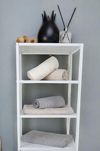 DigitHome Metal Kirli Sepetli 4 Raflı Çok Amaçlı Banyo Düzenleyici Raf Organizer Beyaz/Beyaz – MRS-015 C1-1-369