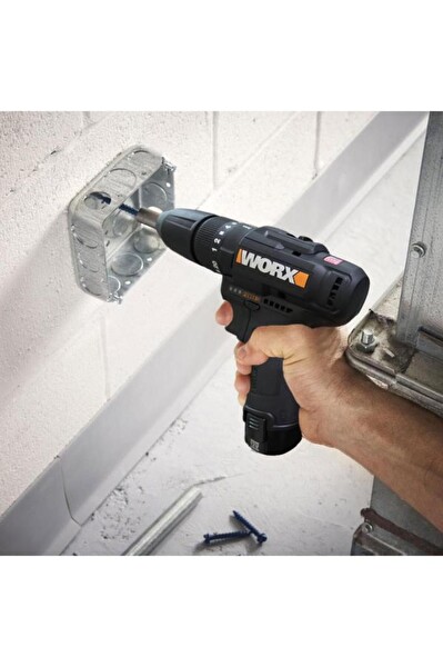 Worx WX121 12 Volt 2.0 Ah Li-ion Çift Akülü Kömürsüz Profesyonel Şarjlı Darbeli Matkap ve 5 Parça Aksesuar