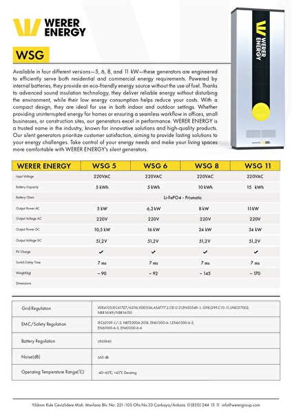 WERER ENERGY 6.2kW Lityum Sessiz Jeneratör