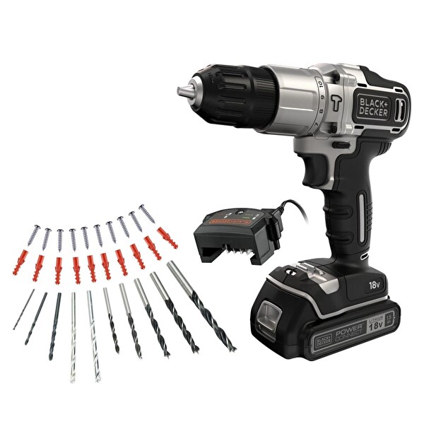 Black Decker 18V Darbeli Vidalama Elektrikli Matkap - BDCHD18SC1K-QW - Tek Akülü