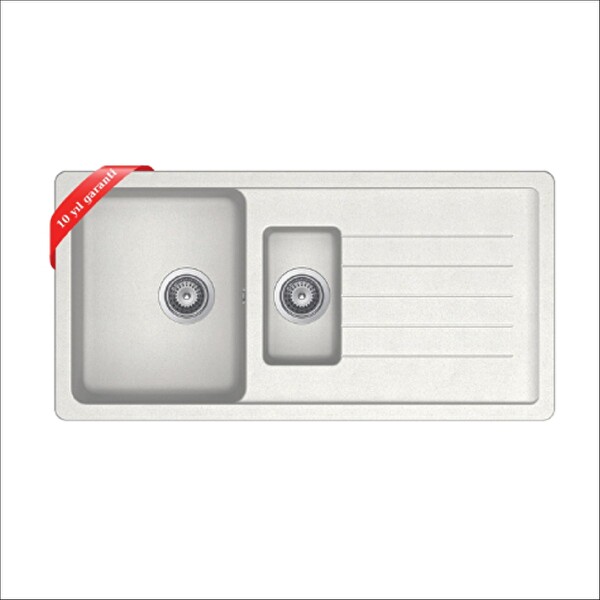 Ukinox Valente D-150L Beyaz Granit Eviye