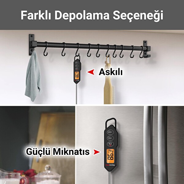 ThermoPro TP01HW LED Ekran Daldırma/Saplama Gıda Pişirme Termometresi-Siyah