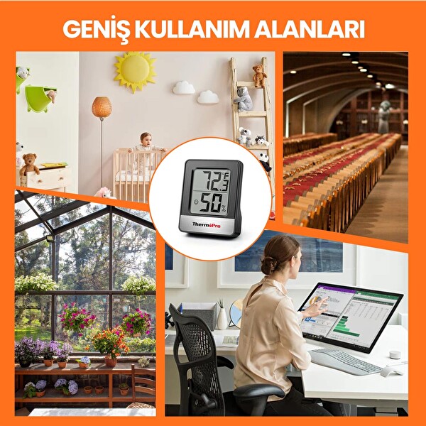 ThermoPro TP49B Mini İç Mekan Dijital Sıcaklık ve Nem Ölçer Termometre 2 Adet