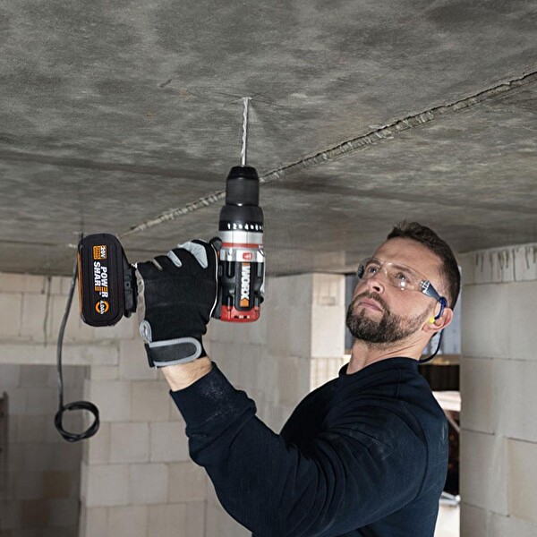 Worx WX354.4 20Volt/4.0Ah Li-ion Çift Akülü Kömürsüz Profesyonel Şarjlı Darbeli Matkap