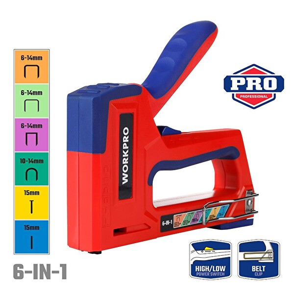Workpro WP223002 6 in 1 Profesyonel 6-14 MM Mekanik Zımba ve 15 MM Çivi Tabancası
