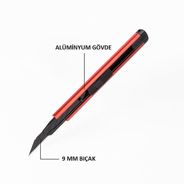 Workpro WP212020 9 MM Alüminyum Kasa Cep Askılı Maket Bıçağı Kırmızı