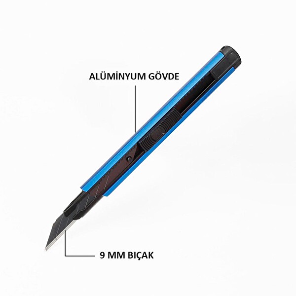 Workpro WP212012 9 MM Alüminyum Kasa Cep Askılı Maket Bıçağı Mavi