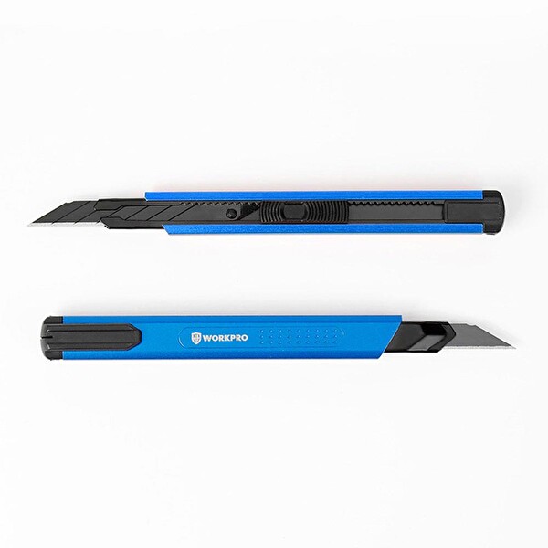 Workpro WP212012 9 MM Alüminyum Kasa Cep Askılı Maket Bıçağı Mavi
