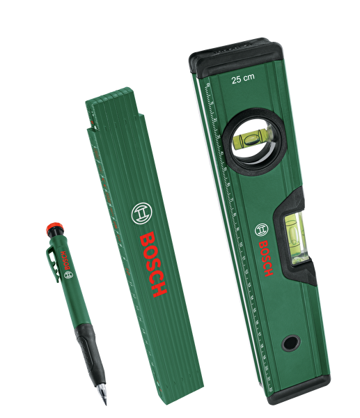 Bosch Su Terazisi - Katlanır Metre - Kalemli İşaretleme Seti - 1600A02W7S