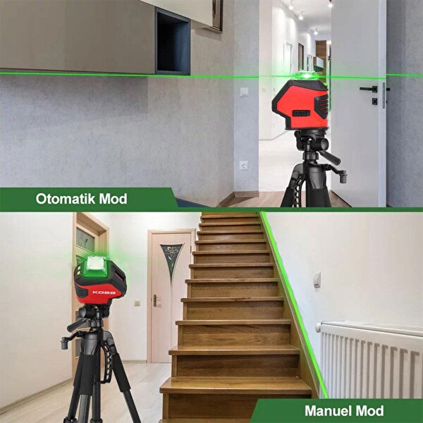 Kobb KBL88G 25 M Profesyonel Yatay 360 Derece ve Dikey Otomatik Hizalamalı Nokta Şakül ve Yeşil Çapraz Çizgi Lazer Distomat