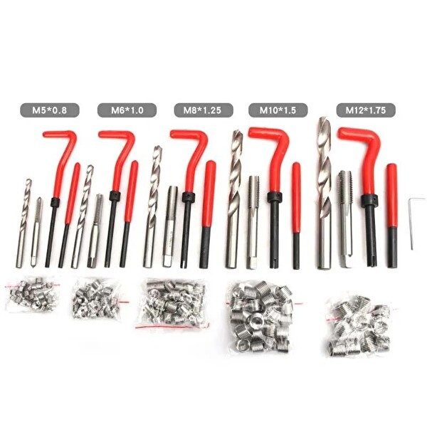 Valkyrie 131 Parça Diş Açma Helicoil Vida Tamir Onarım Seti M5-M12 Profesyonel 1. Kalite