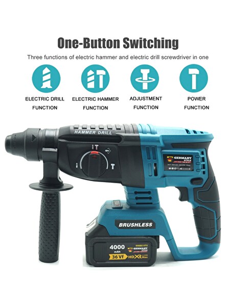 Germany Style Akülü Ultra 4'lü Set Makine 125 MM Avuç Taşlama - Kırıcı Delici Hilti - Somun Sökme ve Vidalama Matkap