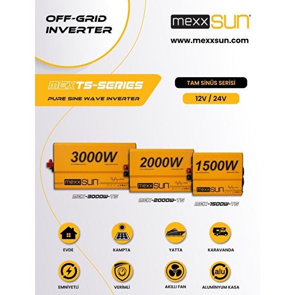 Mexxsun Tam Sinüs 24V 2000W Inverter