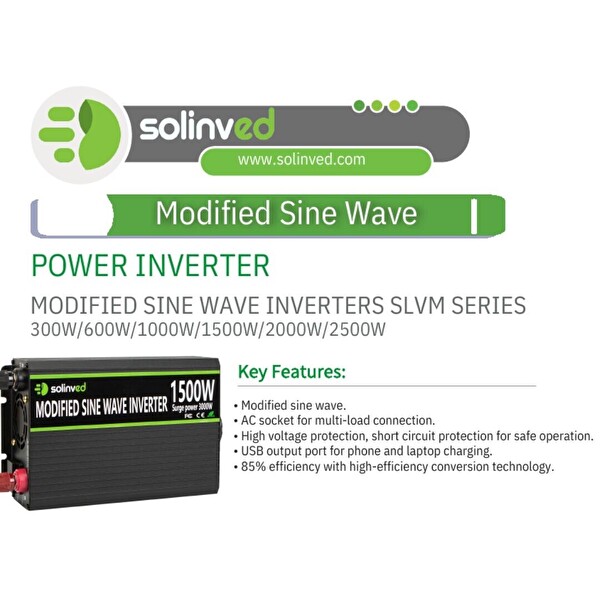 Solinved Slvm Serisi 1000W Modifiye Sinüs Inverter 12V