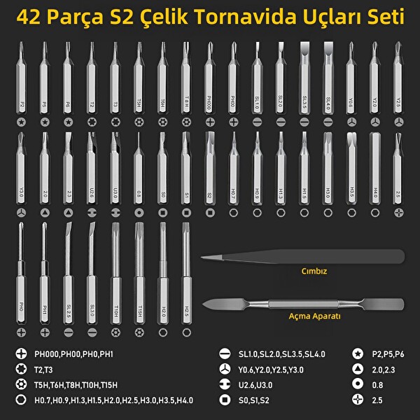 Mioji Mio PS49 500 mAh 180R/DK 5 Kademeli 42 Parça Şarjlı Tornavida Seti