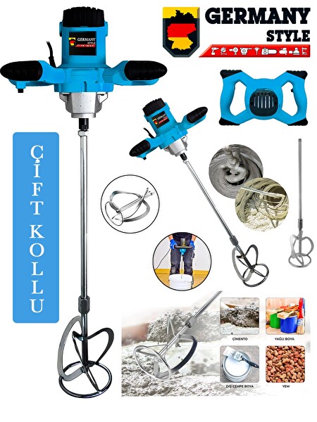 Germany Style 1800W Elektrikli Devir Ayarlı Alçı Boya Ve Harç Karıştırıcı Mixer