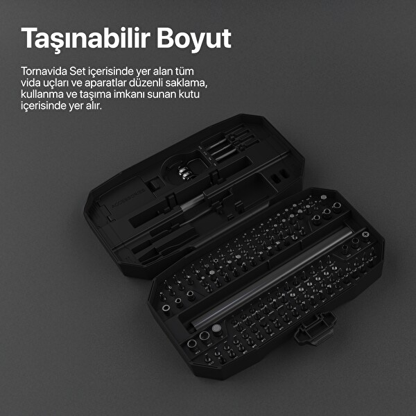 Xenon Smart Şarjlı Led Işıklı Hassas Tork Ayarlı Taşınabilir Tornavida Seti 153 Parça - X6833