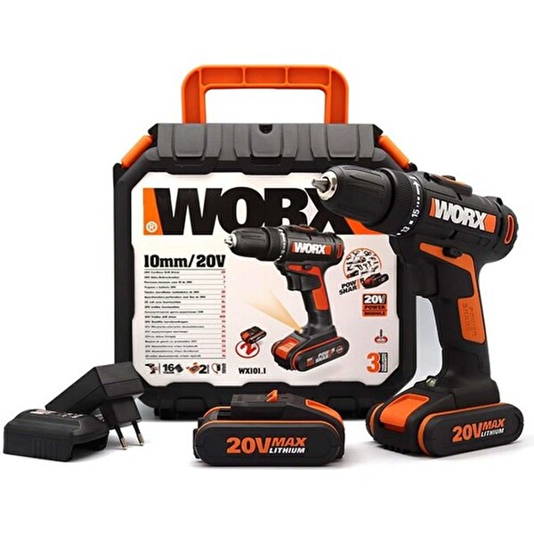 Worx WX101.1 20V 1.5Ah Li-Ion Çift Akülü Profesyonel Şarjlı Matkap