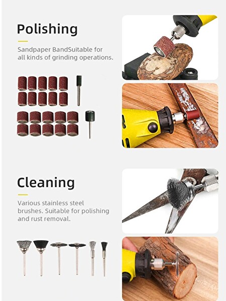 Rowermax 350 Parça Çift Makinalı Gravür Oyma Dremel Taşlama Zımpara 130 W