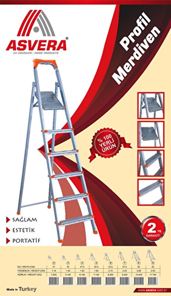 Asvera Elmas Serisi 4+1 Basamaklı Galvanizli Profil Merdiven