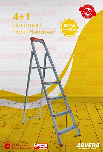 Asvera Elmas Serisi 4+1 Basamaklı Galvanizli Profil Merdiven