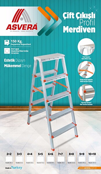 Asvera Yakut Serisi 8+8 Çift Taraflı Galvanizli Profil Merdiven