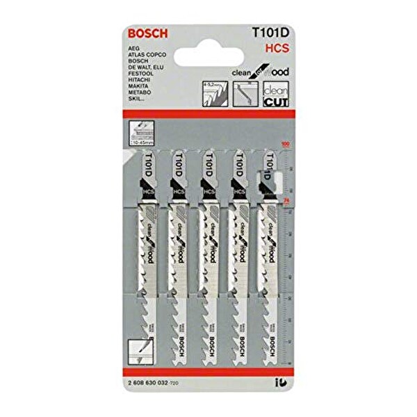 Bosch T 101 D Ahşap Yapboz Bıçakları için Temiz 5'li Paket