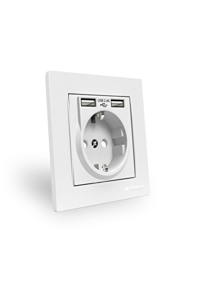 Mutlusan Rita Beyaz 2.4 A 2 USB'li Topraklı Priz