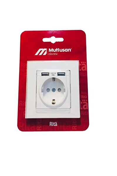 Mutlusan Rita Beyaz 2.4 A 2 USB'li Topraklı Priz