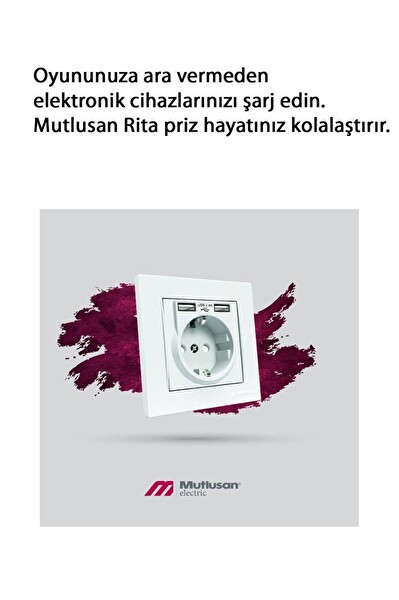 Mutlusan Rita Beyaz 2.4 A 2 USB'li Topraklı Priz
