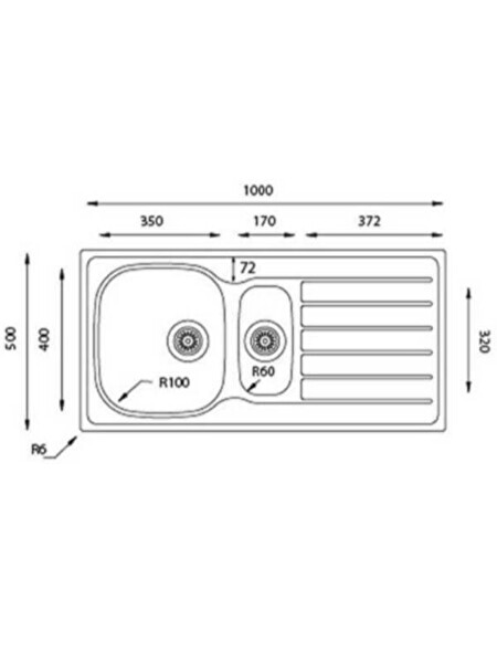 Ukinox Hypnos 100 Dekorlu Sol Eviye