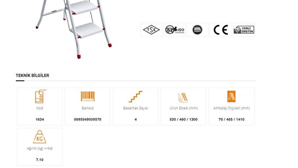 Saraylı 4 Basamaklı Metal Merdiven