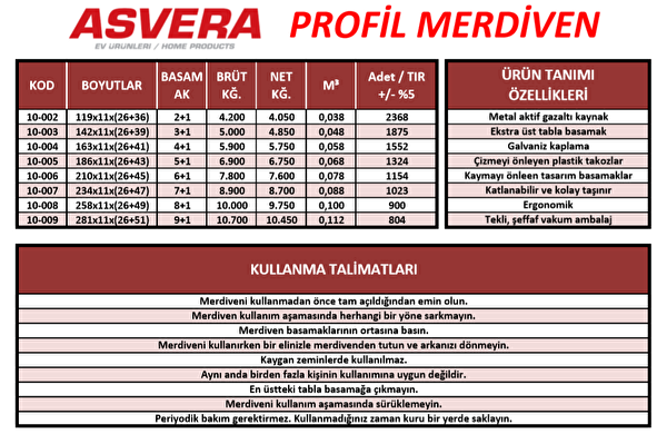 Asvera Yakut Serisi 2+1 Basamaklı Galvanizli Profil Merdiven