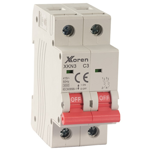 Xkoren 3kA 2P C Tipi 6A Otomatik Sigorta 6 Adet (Kutu)